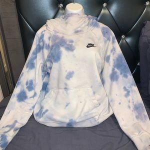 Nike hoodie white and blue tie dye medium